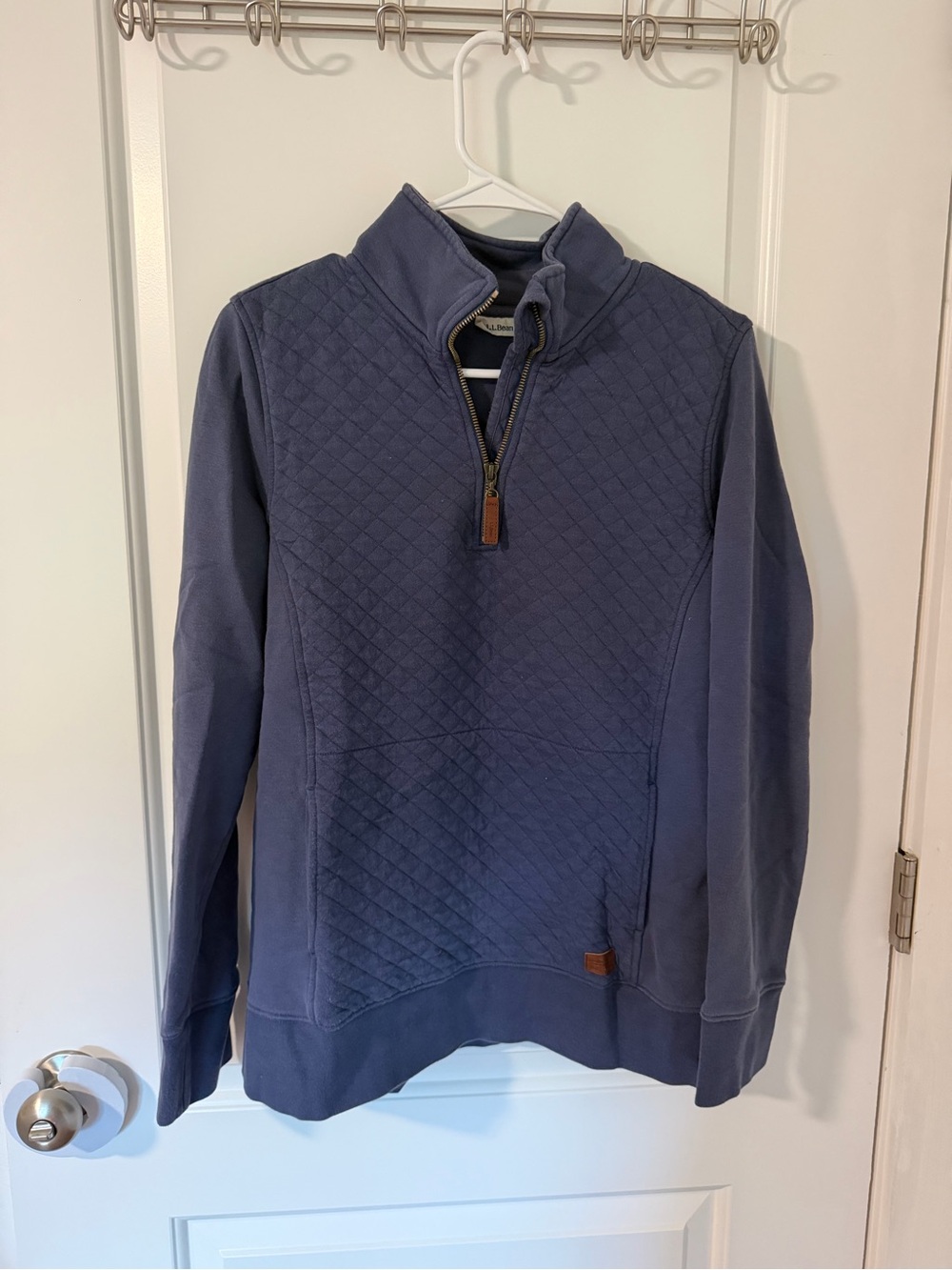 LL Bean blue quilted quarter zip